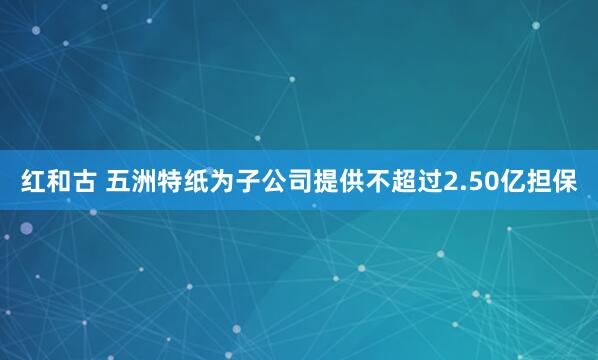 红和古 五洲特纸为子公司提供不超过2.50亿担保